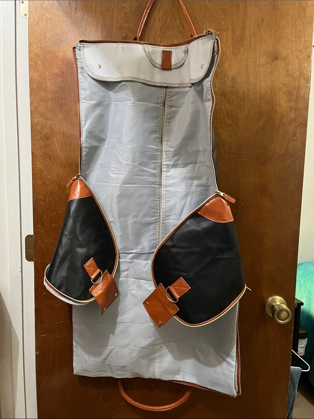 Women's Travel Garment Bag with Black and Tan Accents
